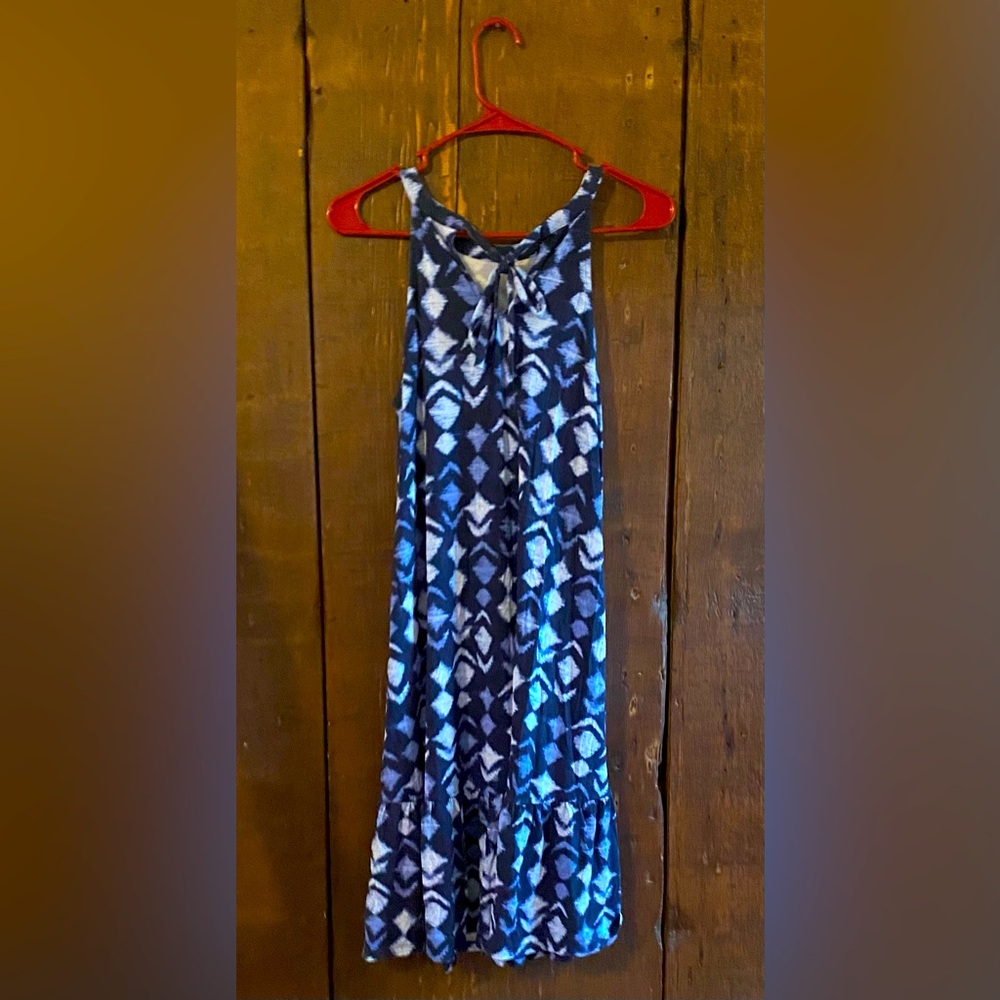Blue patterned flounce hem dress - Picture 3 of 6